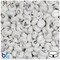 BeadTin White Opaque 10mm Coin Plastic Alpha Beads - Silver Letter Mix (144pcs)